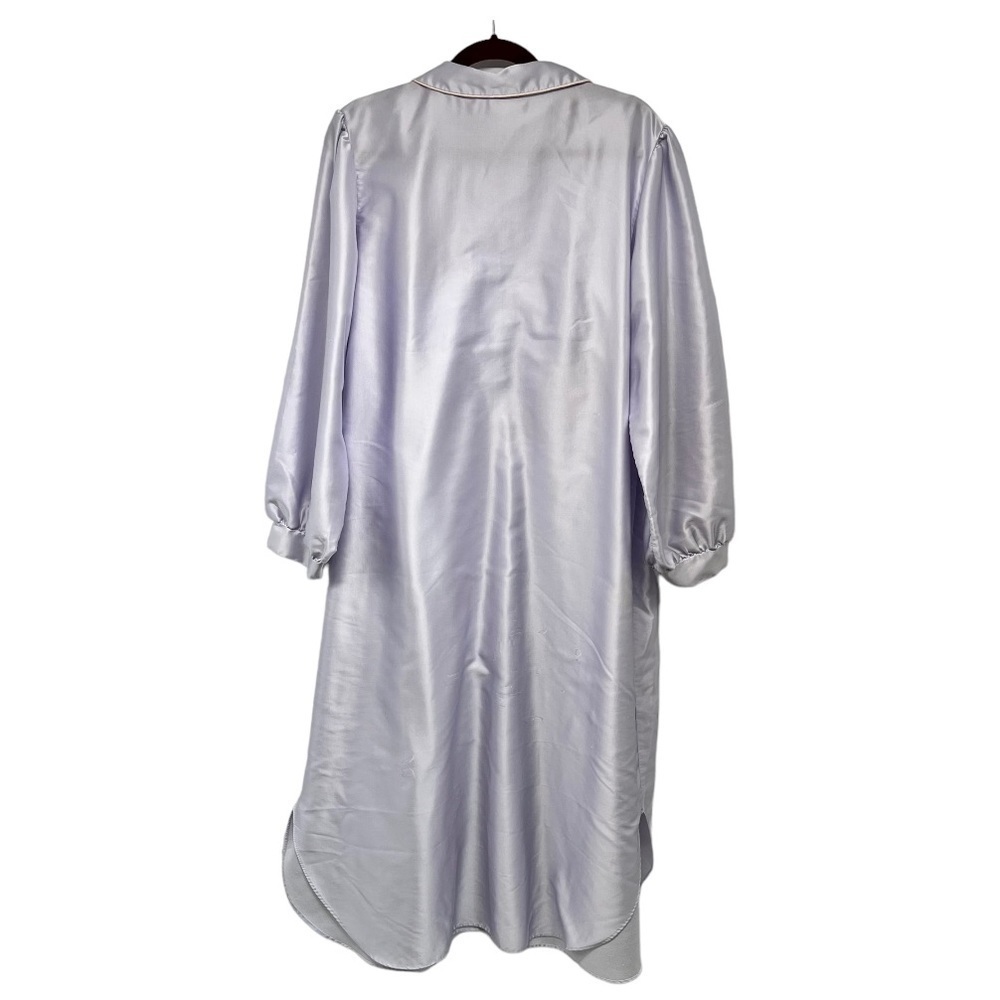 Vintage Barbizon Lavender Satin Long Sleeve Modest Full Length Nightgown 1X - Picture 4 of 5
